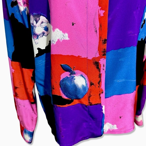 Emanuel Ungaro Parallele Paris Silk Blouse Vtg 80's Sz 6 Iconic Print Documented - Picture 5 of 16